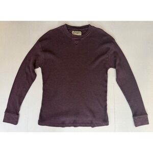 Big Ball Sports Mens XL Purple Thermal Waffle Knit Long Sleeve Shirt Crewneck